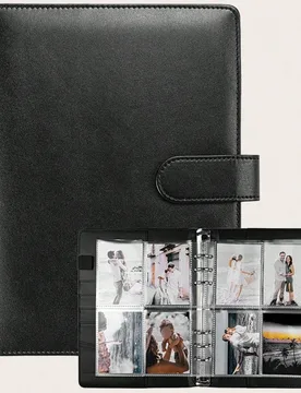 Set de Organizador de Fotos Multifuncional Premium A5, Diseño de Álbum Elegante, Organizador Compacto y Duradero, Cubierta de Cuaderno de Piel de PU - Shein - FashionsVida