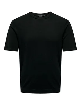 T-Shirt - ONSWYLER LIFE REG 14 SS KNIT NOOS - S bis XL - für Männer - Größe M - schwarz - Männer - male - ONLY and SONS - FashionsVida