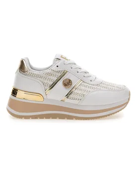 Sneakers bianche con inserti oro e fondo rialzato 9636 38 - Laura Biagiotti - FashionsVida