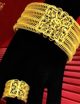 XUHUANG African Luxury Cuff Bangle With Ring Dubai Charm Goldn Bangle Bracelet Nigeria Wedding De Bijoux Pour Femme Jewelry Gift - Aliexpress - FashionsVida