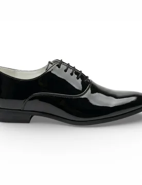 Mens Formal Black Patent Pu Oxford Dress Brogue Shoes Faux Leather - Size Eu 41 - Infinity Leather - FashionsVida