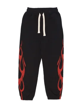 Pantalone Tuta Leggero Uomo Flames Pants Black/red - VISION OF SUPER - FashionsVida