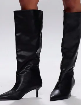 Botas altas hasta el muslo de punta fina para mujer, botas de tacón alto delgado con diseño de slip-on de moda EUR41 - Shein - FashionsVida