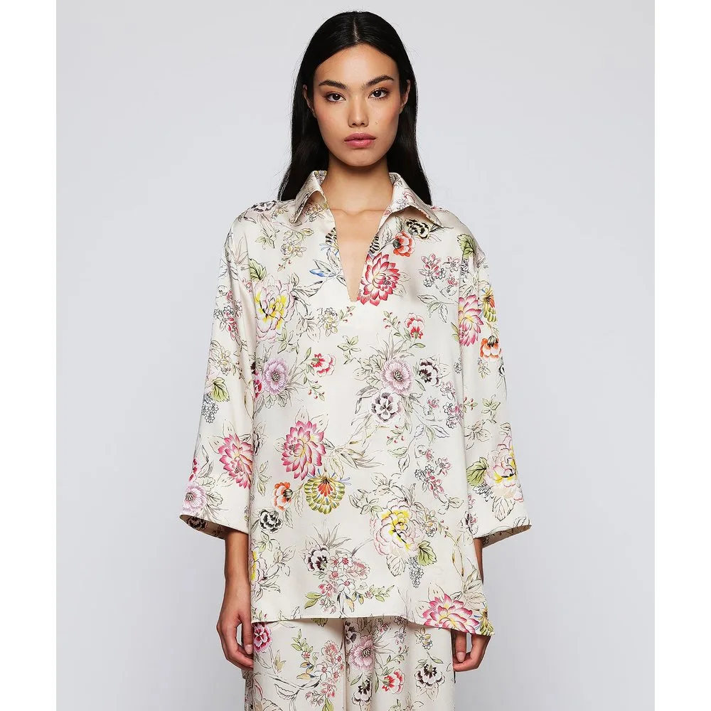 Blusa de mujer fluida con estampado floral - Mirto - FashionsVida
