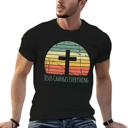 Jesus Changes Everything, Sunset, Christian Quote, Christian Saying T-Shirt t shirt man cotton t shirts cotton 100% T-Shirt