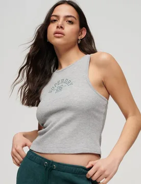 Superdry Damen Grau Athletic Essential Tanktop mit Waffelmuster mit Logodruck, Größe: 40 - Größe: 40 - 29.99 - FashionsVida