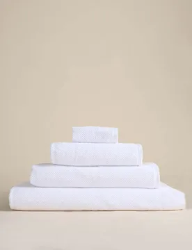Pure Cotton Rice Weave Bath Towel White - M&S - FashionsVida