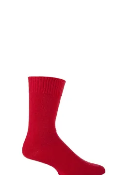 Pair Red of London Mohair Boot Socks With Cushioning Unisex 4-7 Unisex - - Red - Size: 4-7 Unisex - SOCKSHOP of London - FashionsVida