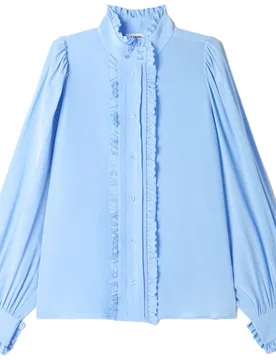 Blusa de mujer 100% seda con cuello fruncido - sandro - FashionsVida