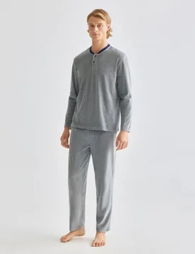 Pijama largo velvet rayas hombre - Dustin - FashionsVida