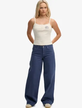 Superdry Damen Mid Rise Baggy Hose Navy - Größe: 28/30 - 79.99 - FashionsVida