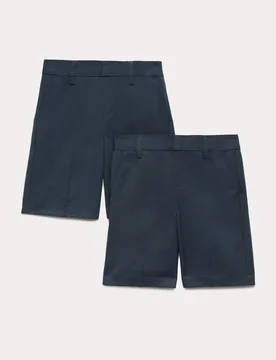 Pack Boys' Regular Leg School Shorts (2-15 Yrs) Navy male - M&S - FashionsVida