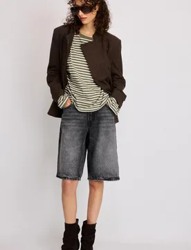 Gestreiftes Langarmshirt Khaki L - Stradivarius - FashionsVida