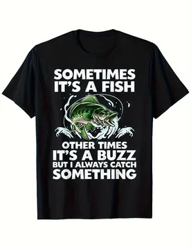 Retro Fishing Graphic with Humorous"Sometimes It's a Fish" Slogan&Cartoon Design-100% cotton O-neck printed men's T-shirt - Aliexpress - FashionsVida