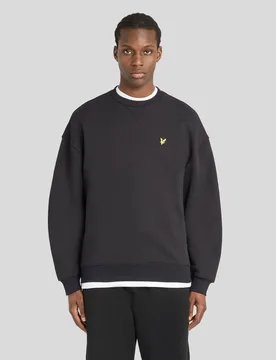 Men's Heavyweight Crew Neck Sweatshirt Jet Black - Lyle & Scott - FashionsVida