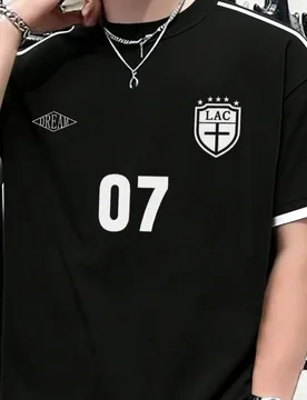 Camiseta de hombre estilo jersey minimalista "Vintage League No.07", ideal para reuniones, uso casual, deportes al aire libre XL - Shein - FashionsVida