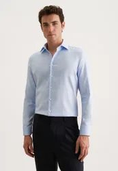 Shaped Business Hemd Uni Blau 39