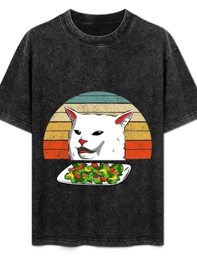 Cat Meme Woman Yelling At Table Dinner Vintage Retro Sunset T-Shirt Gym Exercise Short Sleeve T-Shirt - Aliexpress - FashionsVida