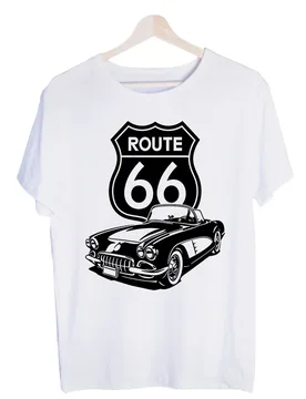 Men's Classic Car and Route Sign Graphic Tee, Short Sleeve Vintage Style T-Shirt for Casual Travel and Weekend Outfits - Aliexpress - FashionsVida