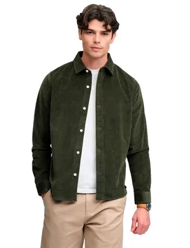 Chemise à Manches Longues Cord Overshirt Surplus Goods Olive Green 2XL - Superdry - FashionsVida