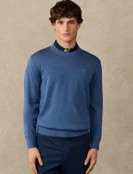 Pure Cotton Crew Neck Sweatshirt Blue male