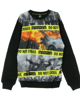 Felpa Girocollo Uomo Do Not Cross Black - Mass Denim - FashionsVida