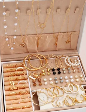 Pcs/Set Elegant Pearl Earrings Multi-Layered Necklace Ear Studs Rings 4-In-1 Jewelry Set for Women Daily Wear Gift (No Box) - Aliexpress - FashionsVida