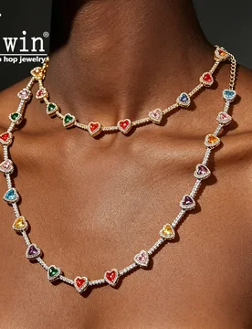Uwin Adjustable Rainbow Heart CZ Tennis Bracelet Iced Out AAAAA+ Cubic Zirconia Colorful Gem Bracelet For Women Hiphop Jewelry - Aliexpress - FashionsVida
