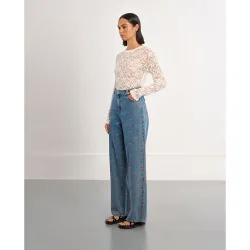 Pantalón de mujer vaquero estampado corazones
