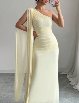 Vestido ajustado de color amarillo claro para mujer, elegante para primavera/verano XL - Shein - FashionsVida