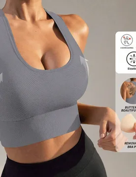 Sujetador deportivo sin costuras con acolchado de alto impacto para mujer, adecuado para yoga, fitness, running y entrenamiento primaveral - Shein - FashionsVida