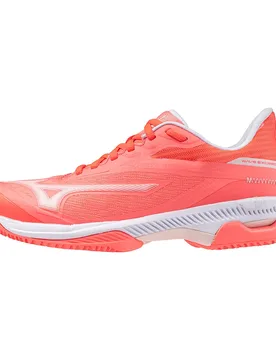 Wave Exceed Court Cc Clay Shoes Striking Coral / White / Barely Pi UK 4.5 - Mizuno - FashionsVida