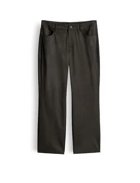 Pantalon aspect cuir coupe droite 7/8 CARILE VELOURS vert foncé 36 - someday - FashionsVida