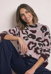 Pullover mit Turtle Neck und Leo-Muster female Beige