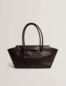 Leather Tote Bag Brown female - Ted baker - FashionsVida
