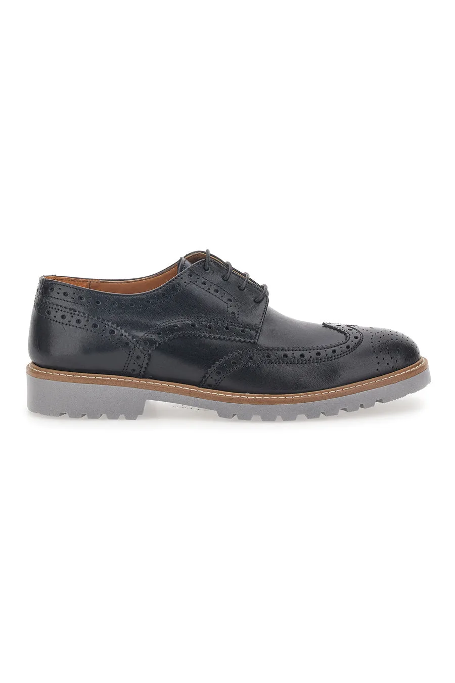 Scarpe Stringate Nere Con Impuntura 596 42 - Longford - FashionsVida
