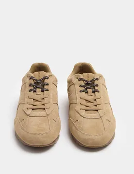 Suede Lace Up Trainers Light Tan male - Autograph - FashionsVida