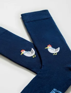 Calcetines altos con bordado de algodón orgánico - Besocks - FashionsVida