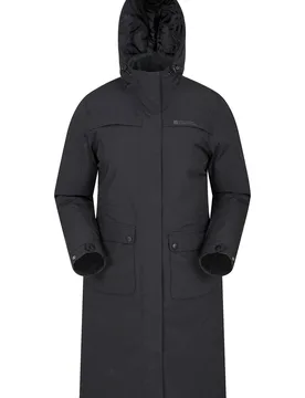 Frontier Long Waterproof Womens Padded Jacket - Black - Black - Size: 8 - Mountain Warehouse - FashionsVida
