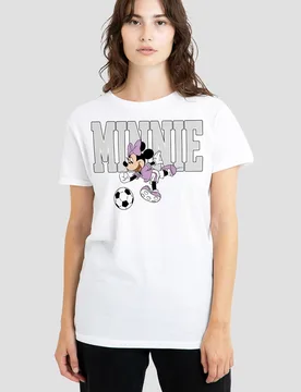 Women's Minnie Mouse Football Kick T-Shirt, White Size: XL - White - Size: XL - Disney - FashionsVida