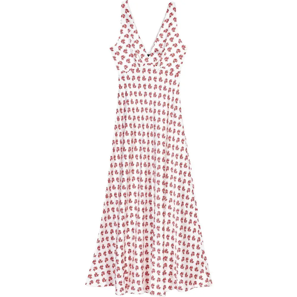 Vestido midi de seda estampado floral - Maje - FashionsVida