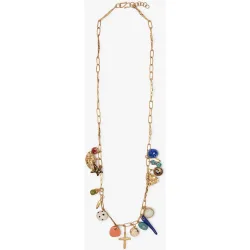 Collar largo de eslabones con abalorios decorativos