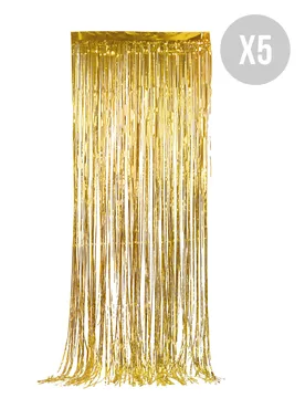Vorhang-Set glitzernd Silvester-Deko 5 Stück gold 90x244cm - BCI - FashionsVida