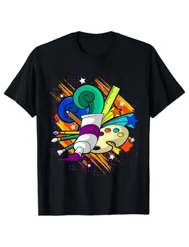Art Supplies Paint Tube Palette Brush Ruler Graphic Tee Unisex Cotton Short Sleeve Casual Daily Streetwear - Aliexpress - FashionsVida