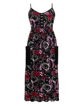 Kleid lang - x Smiley Originals Riot Dress - S bis M - für Damen - Größe M - multicolor - Frauen - female - Hell Bunny - FashionsVida