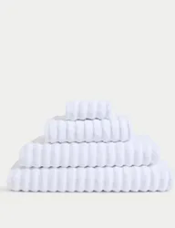 Pure Cotton Super Plush Ribbed Bath Towel White