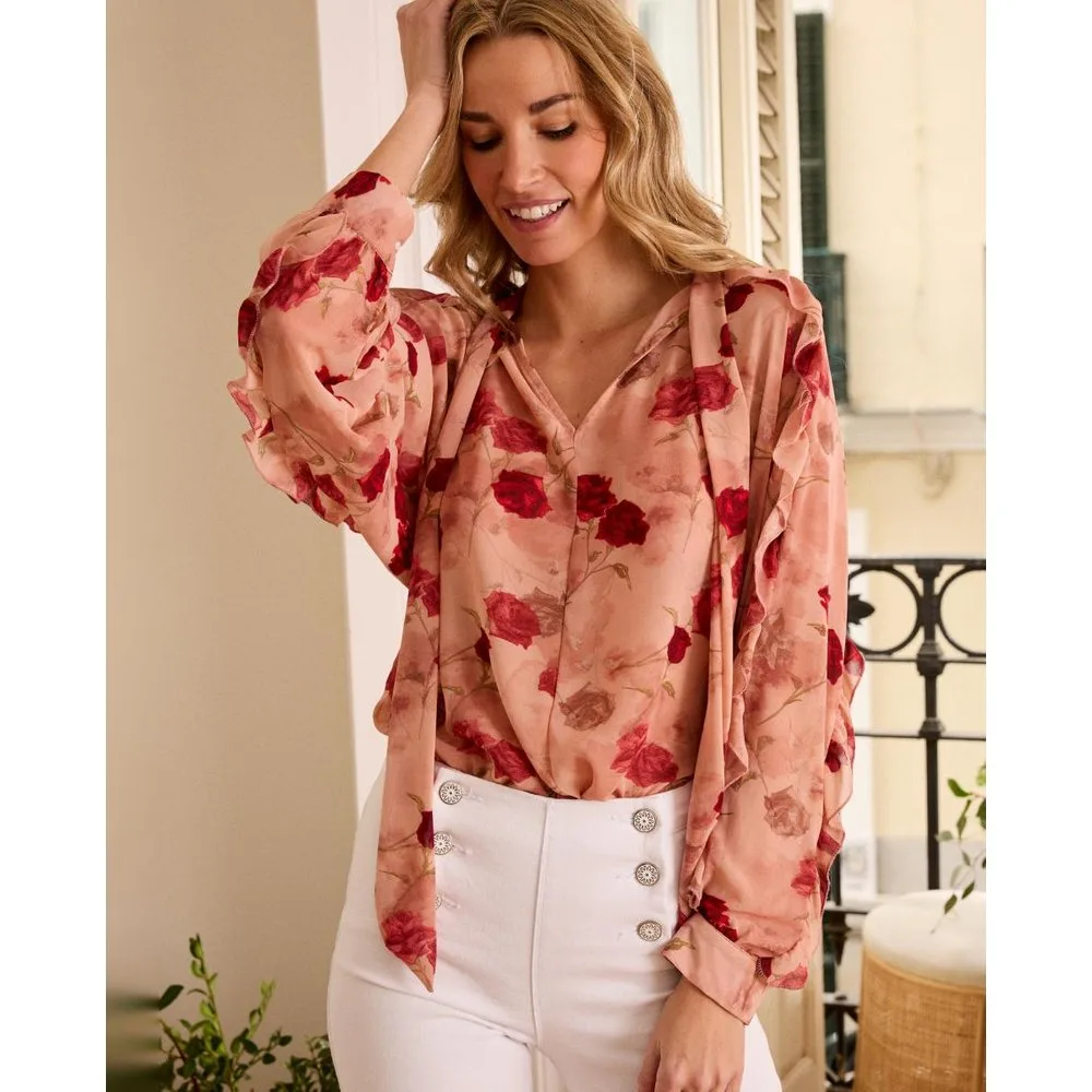 Blusa de manga larga con lazada de mujer - Polin et Moi - FashionsVida