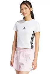 Essentials 3 stripes slim camiseta manga corta mujer Blanco (XL)