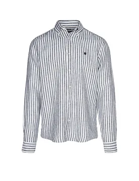 Camisa de lino H-LIAM azul oscuro S - BOSS - FashionsVida