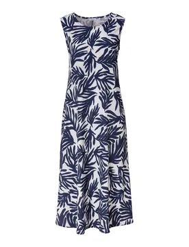 Crêpe-Kleid „Paloma“ weiss blau L Damen - wedolina - FashionsVida